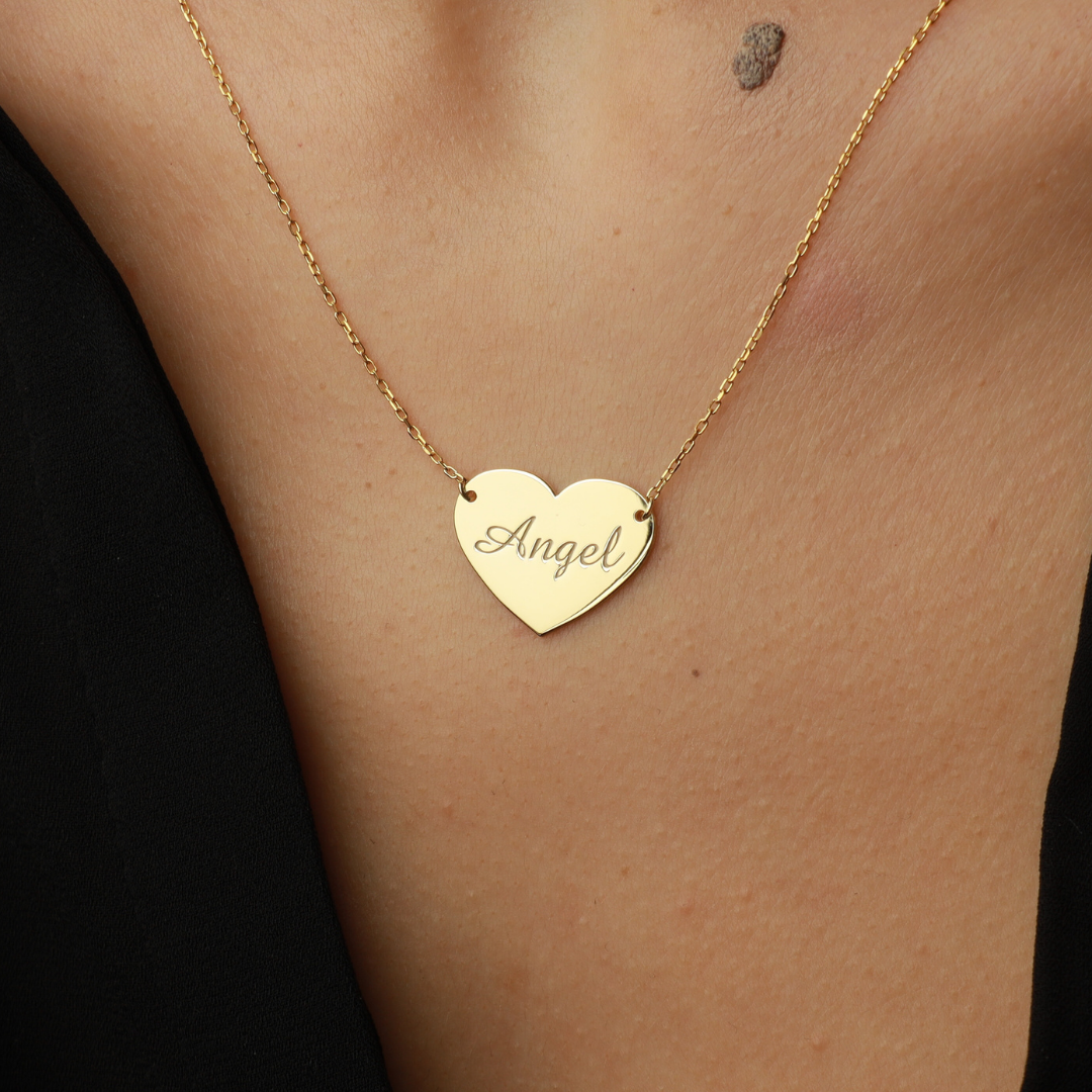 Custom Engraved Heart Necklace for Women