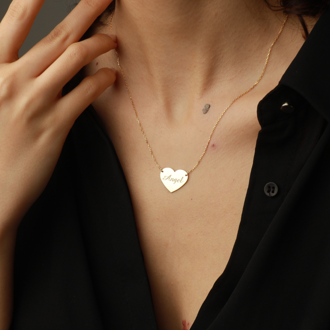Custom Engraved Heart Necklace for Women