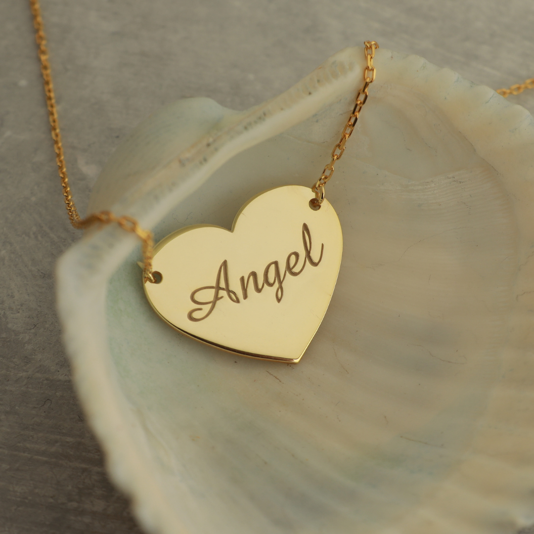 Custom Engraved Heart Necklace for Women