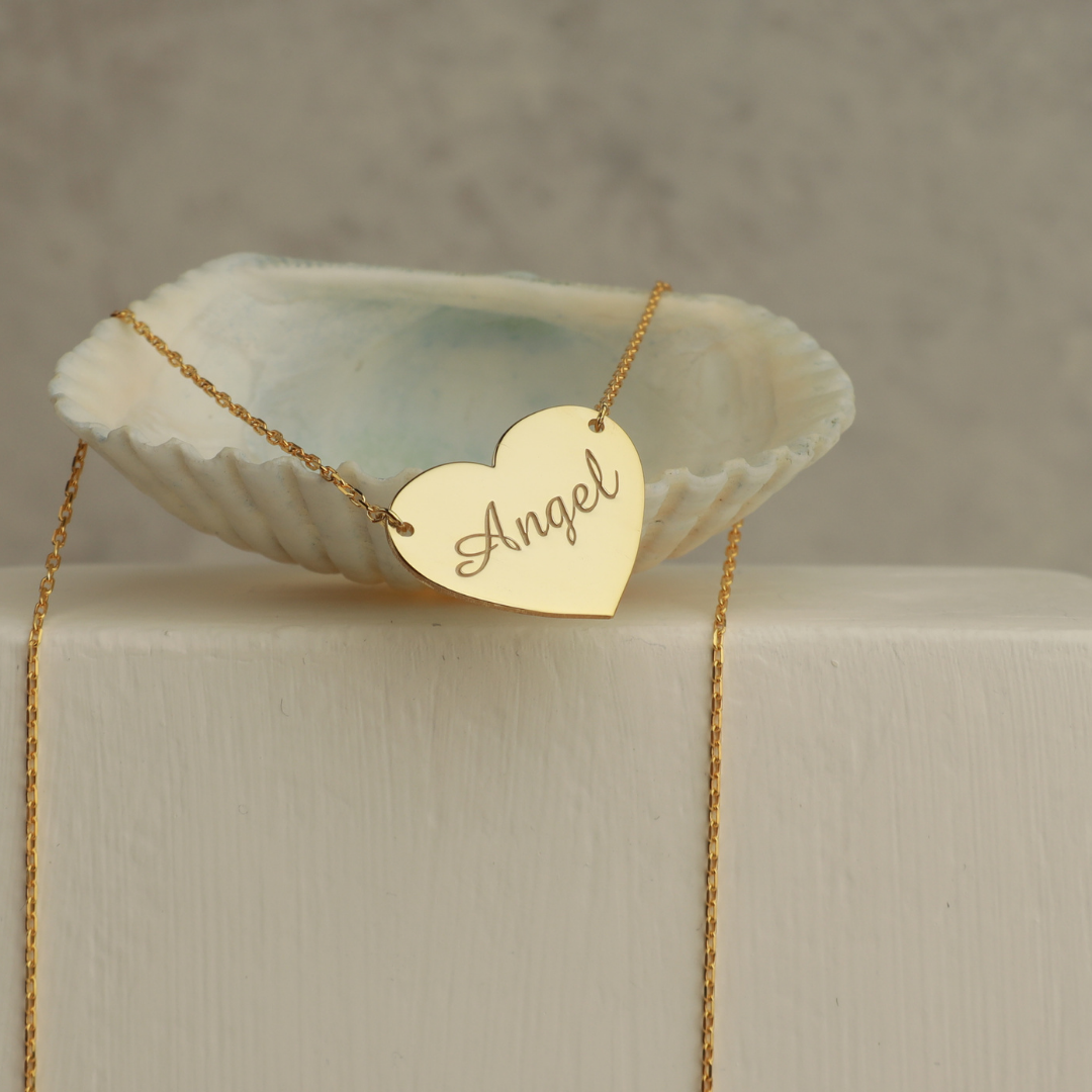 Custom Engraved Heart Necklace for Women