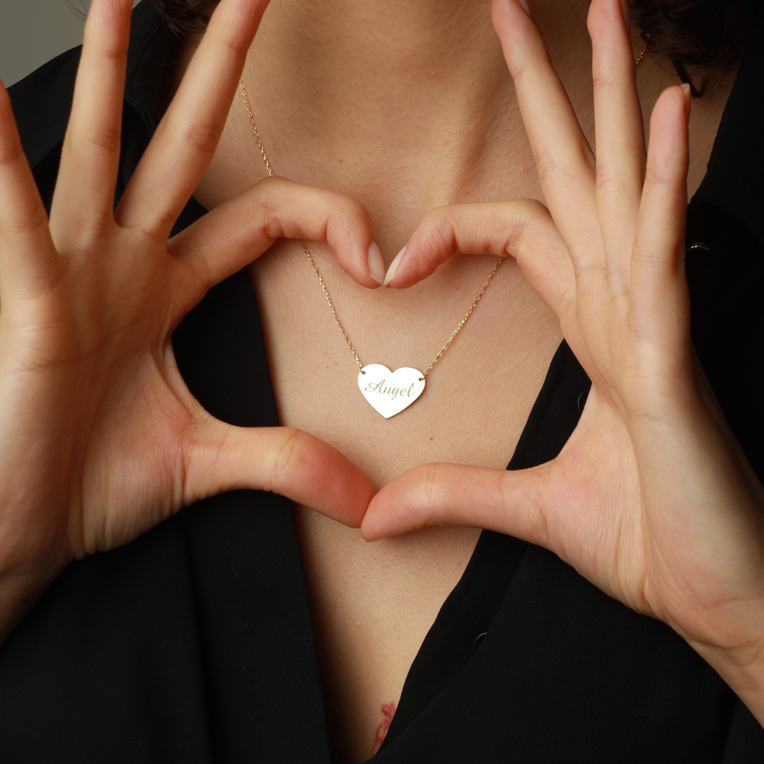 Custom Engraved Heart Necklace for Women