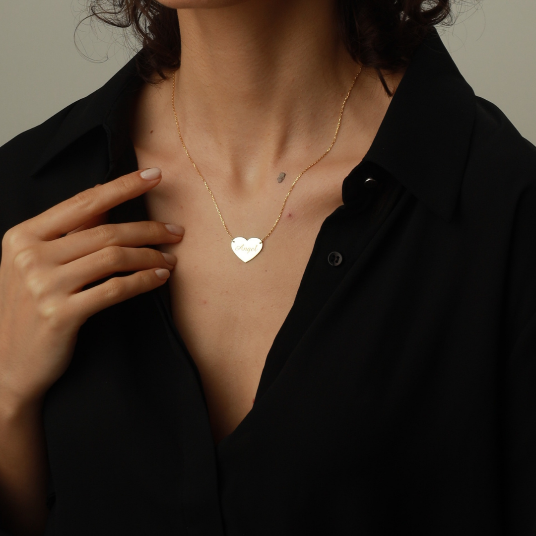Custom Engraved Heart Necklace for Women