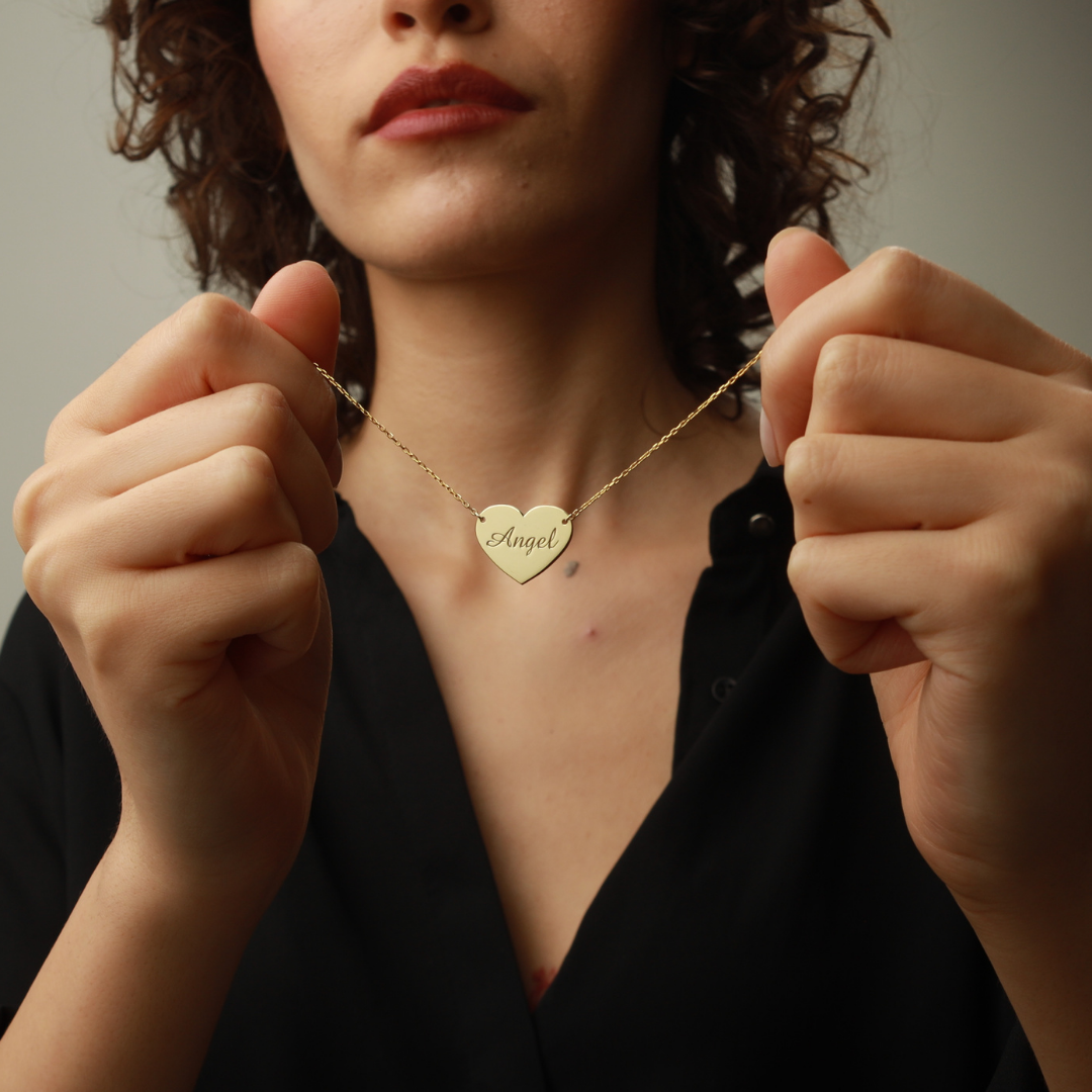 Custom Engraved Heart Necklace for Women