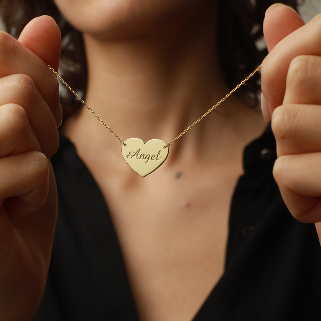 Custom Engraved Heart Necklace for Women