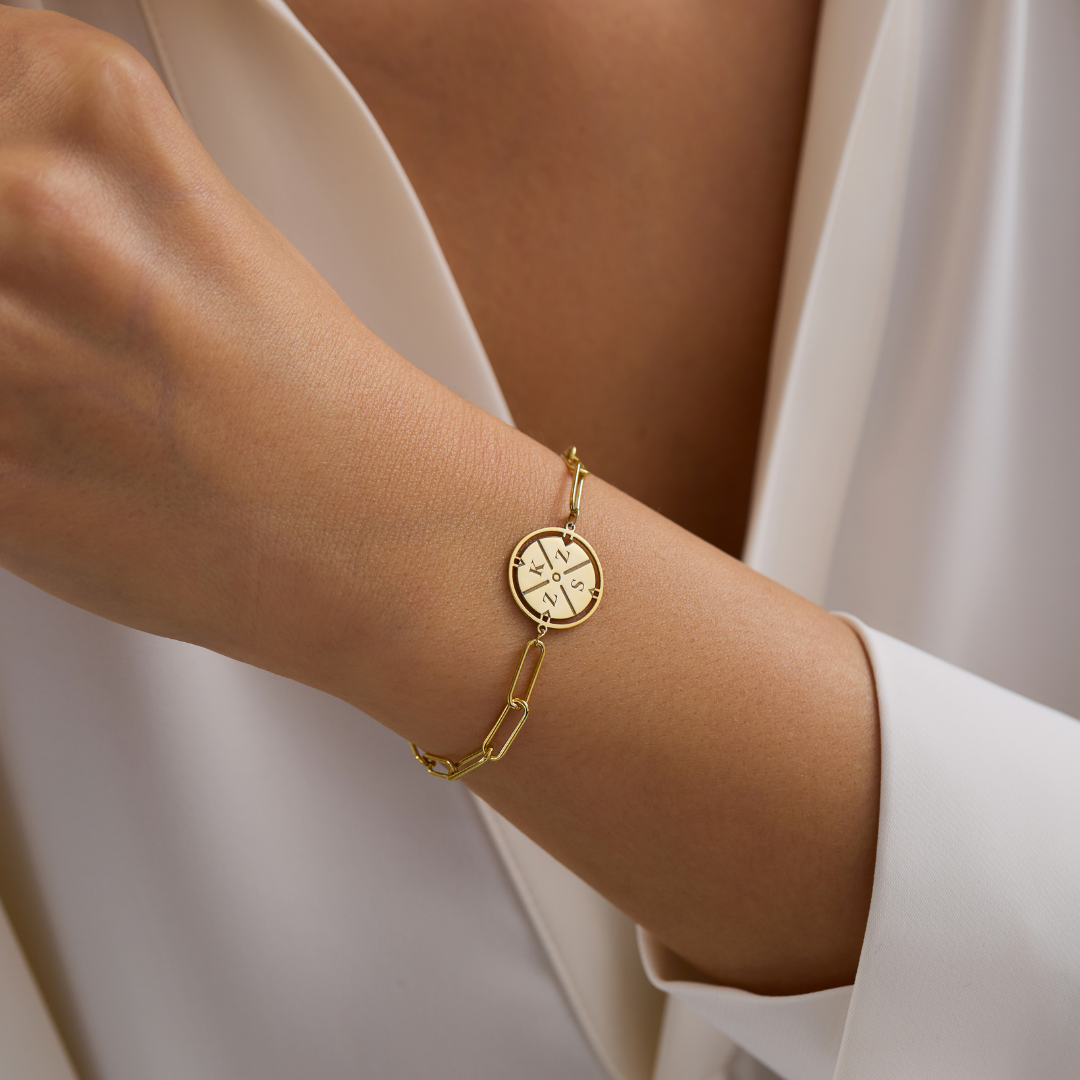 Custom Engraved Initial Compass Bracelet