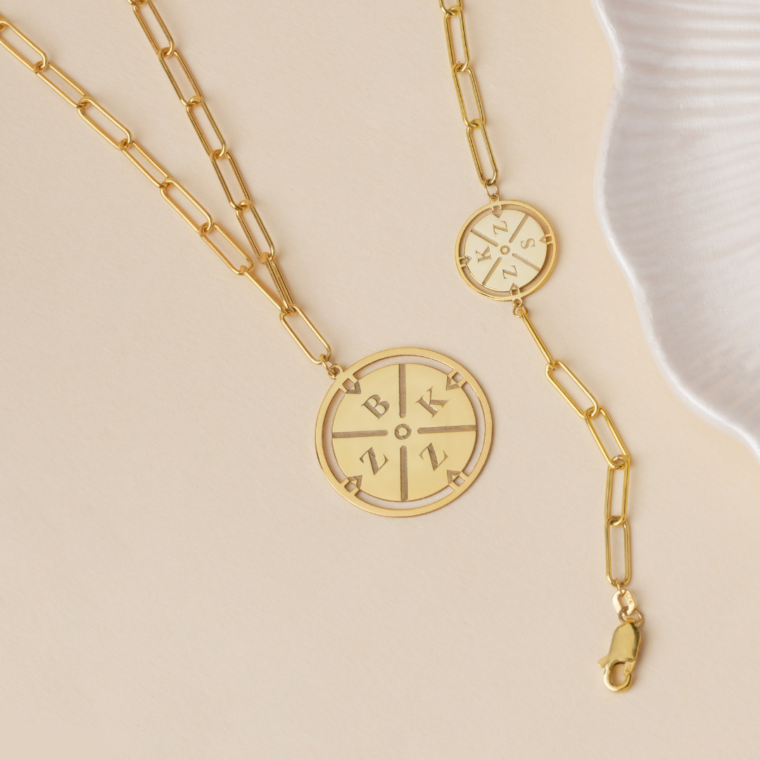 Custom Engraved Initial Compass Necklace