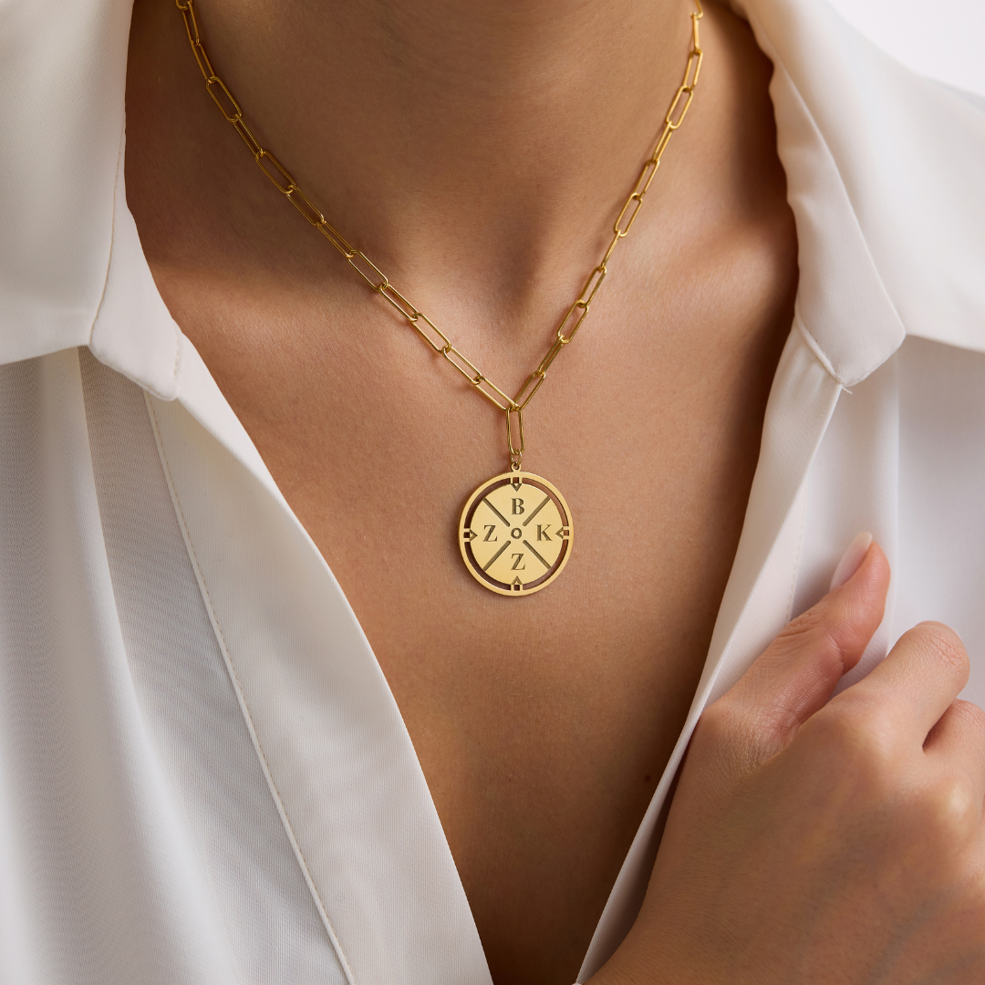 Custom Engraved Initial Compass Necklace