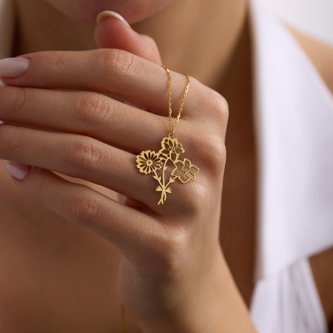 Personalized Family Birth Flower Necklace
