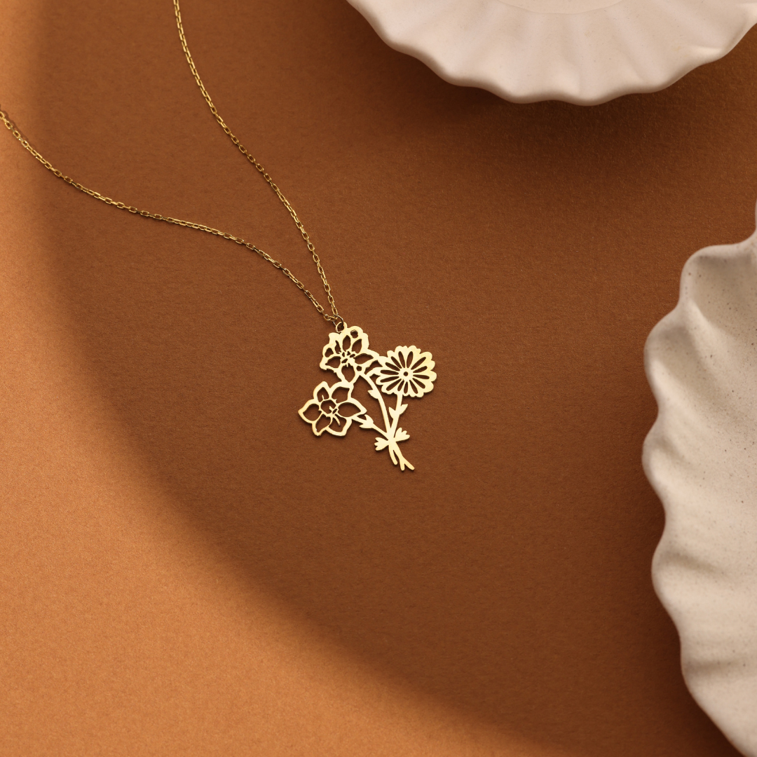 Personalized Family Birth Flower Necklace