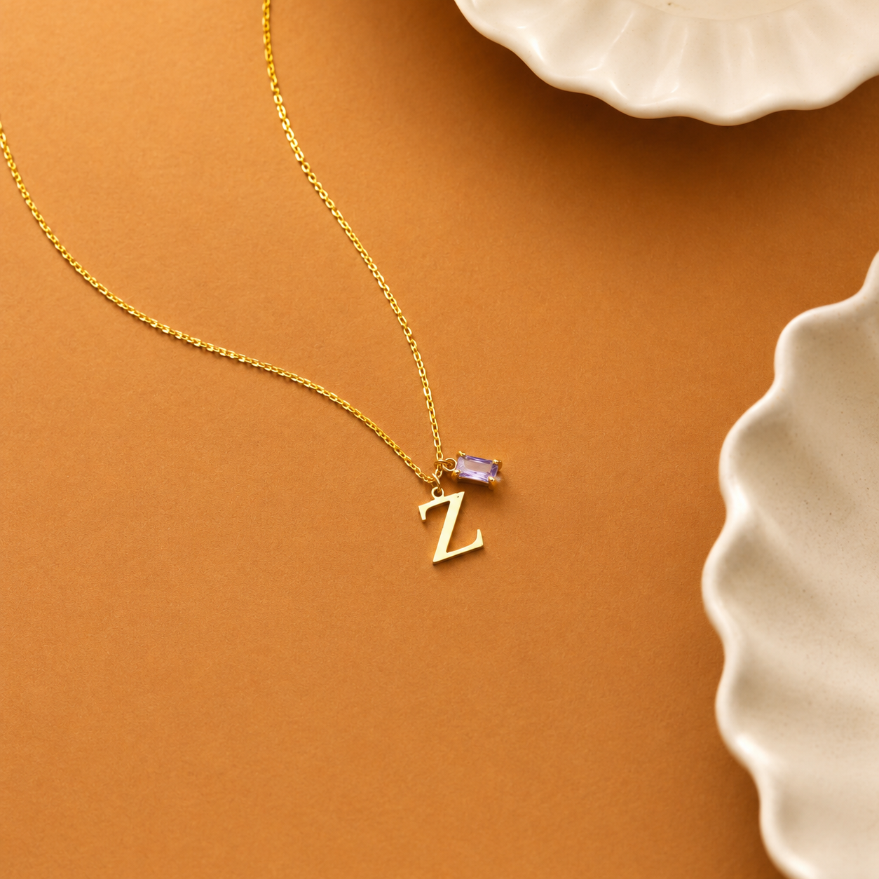 Custom Initial Birthstone Necklace