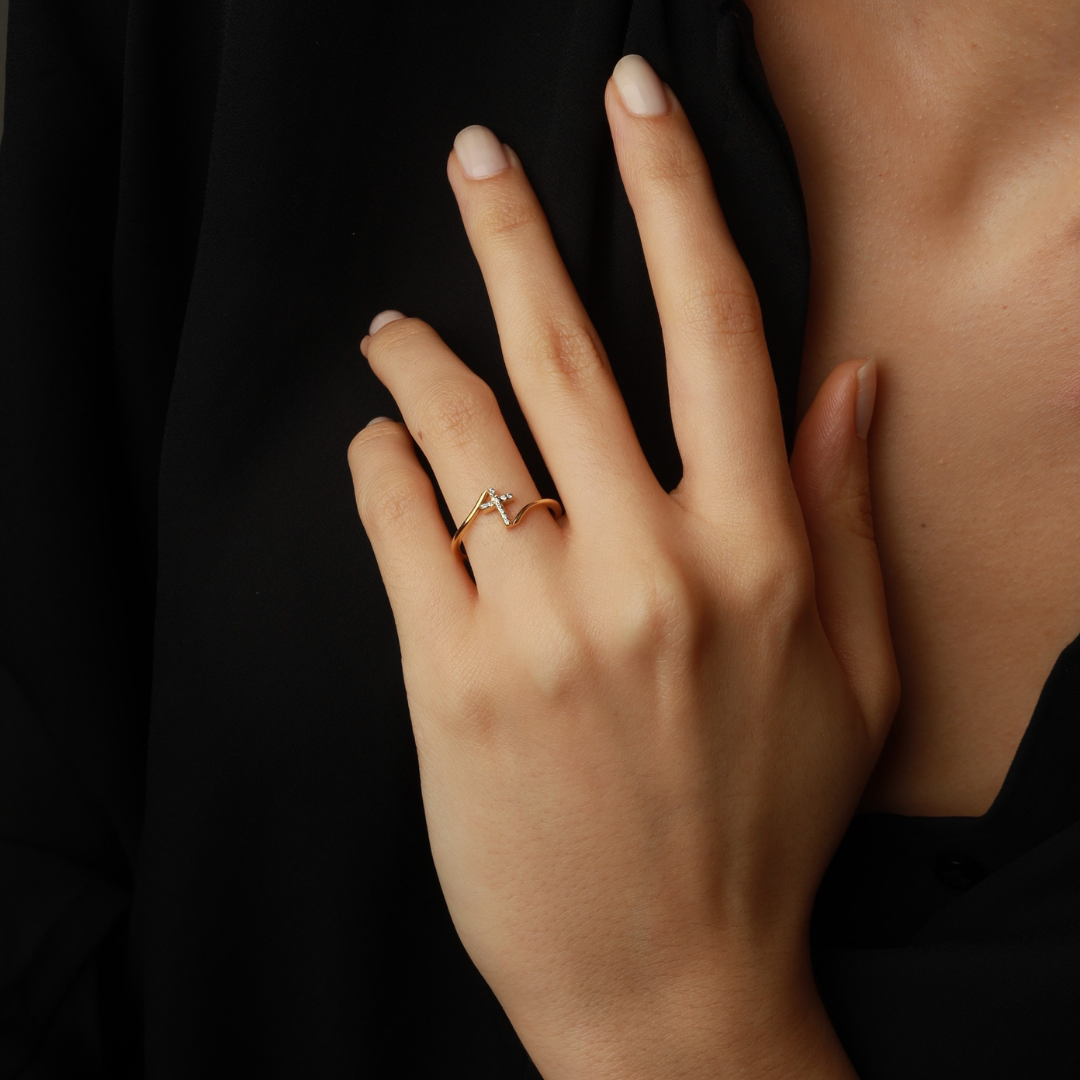 Dainty Cross Ring with stones for Women