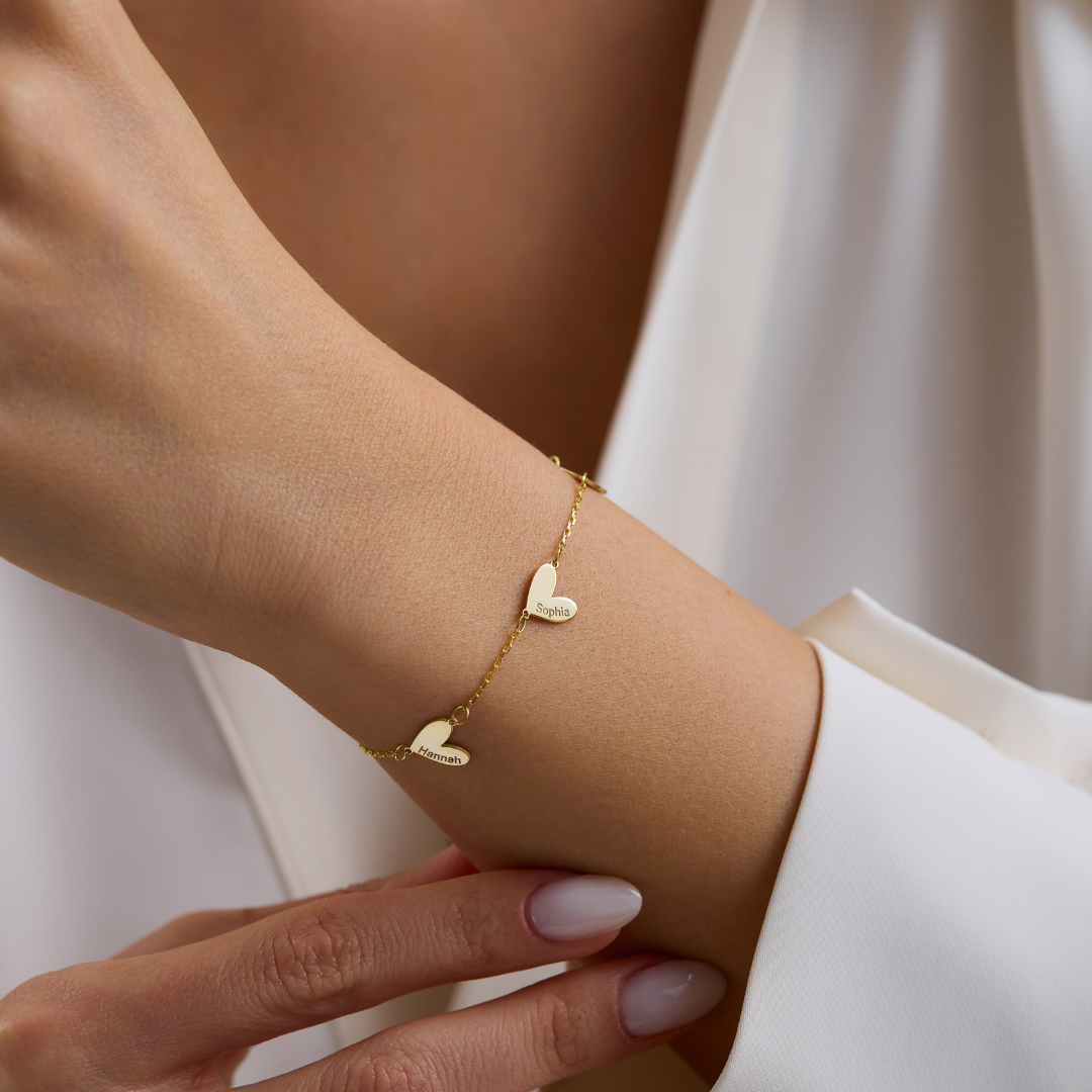 Engraved Family Heart Bracelet