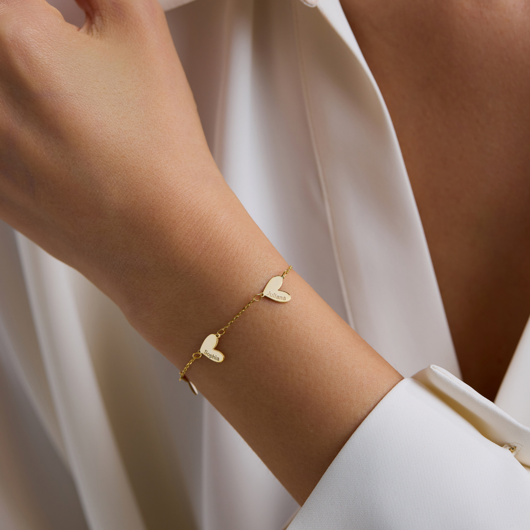 Engraved Family Heart Bracelet