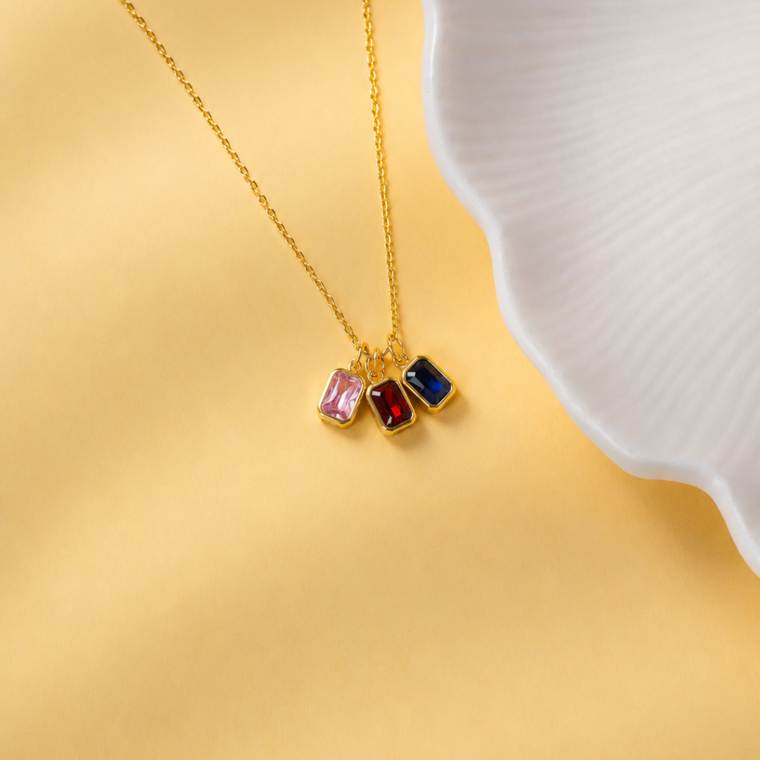 Family Birthstone Pendant Necklace for Mom