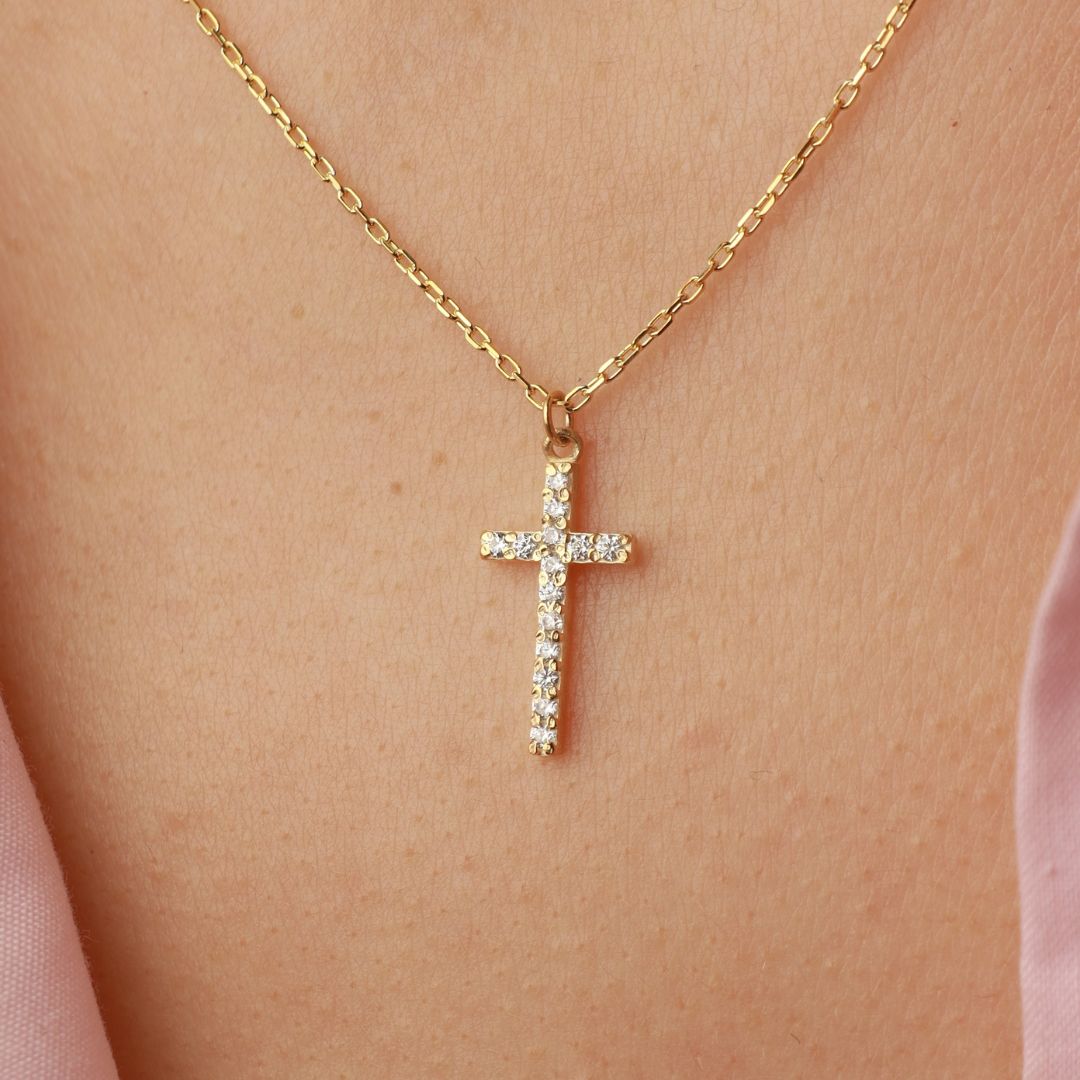 Cross Necklace with Stones