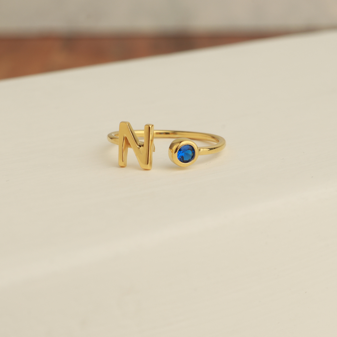 Initial Ring with Birthstone