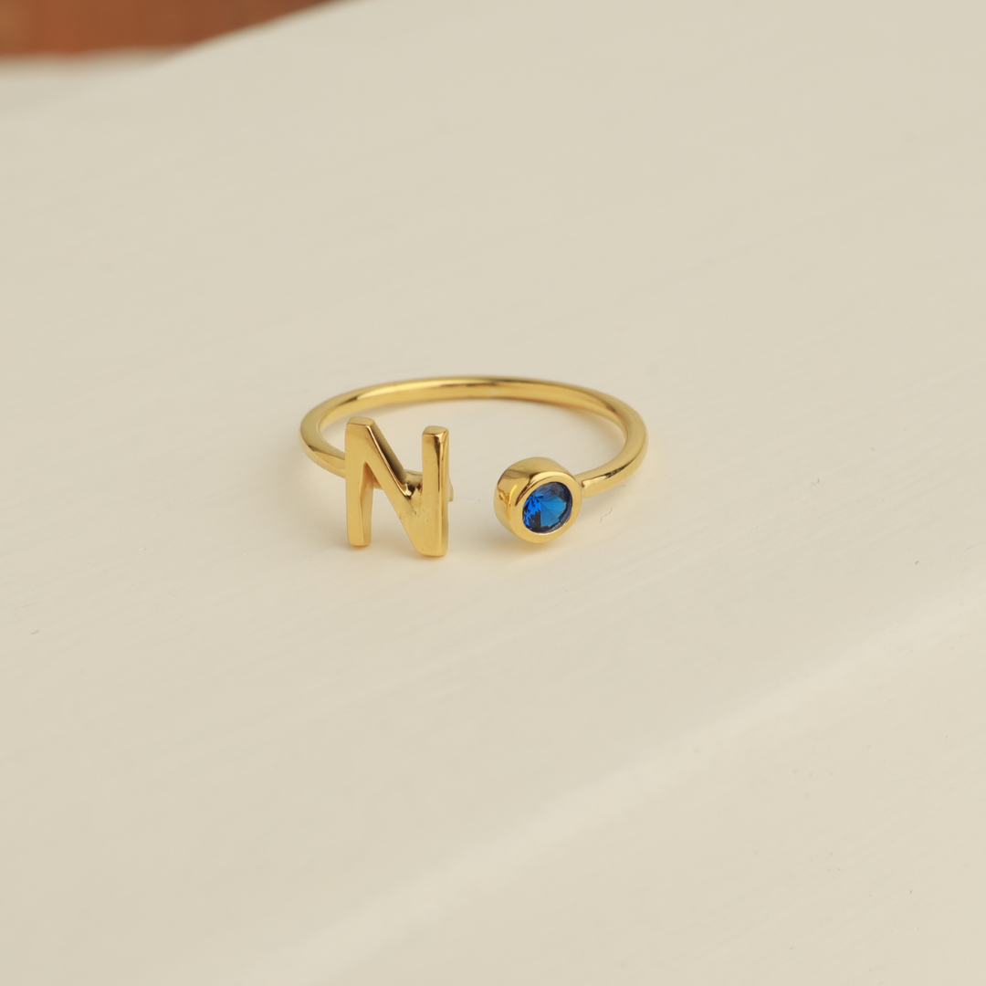 Initial Ring with Birthstone