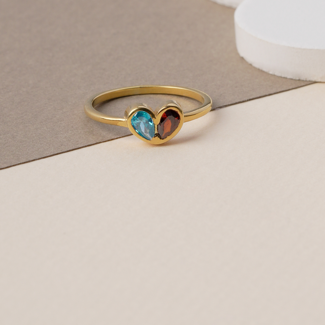 Mother's Personalized Heart Birthstone Ring