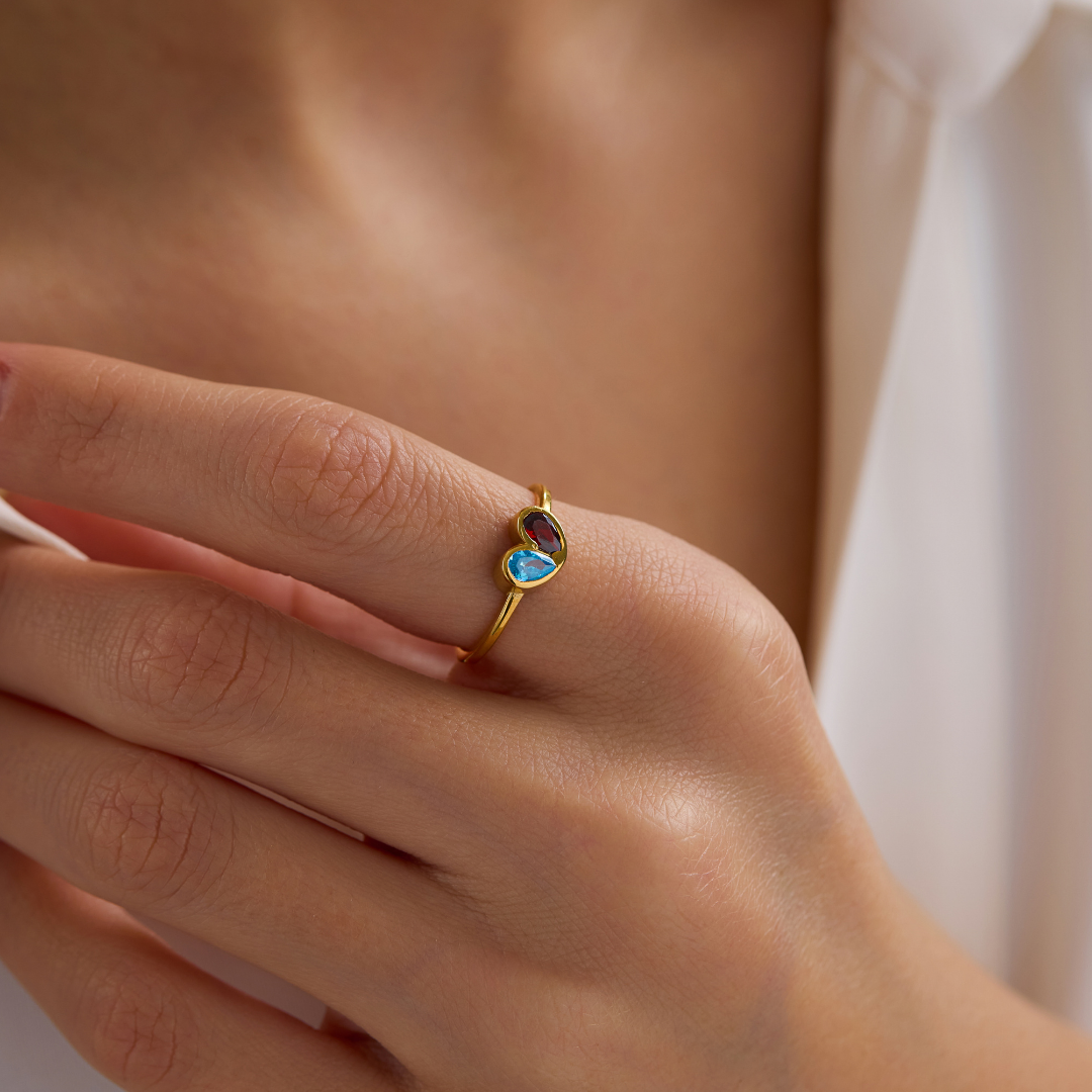 Mother's Personalized Heart Birthstone Ring