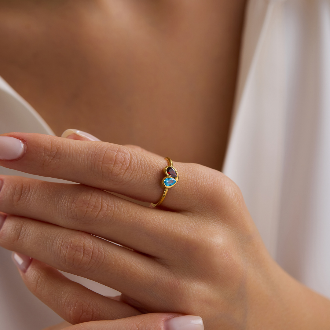 Mother's Personalized Heart Birthstone Ring