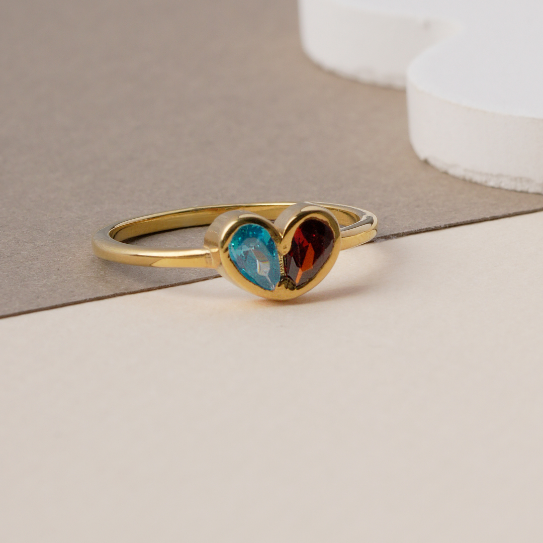 Mother's Personalized Heart Birthstone Ring