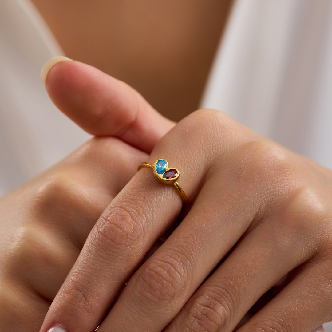 Mother's Personalized Heart Birthstone Ring