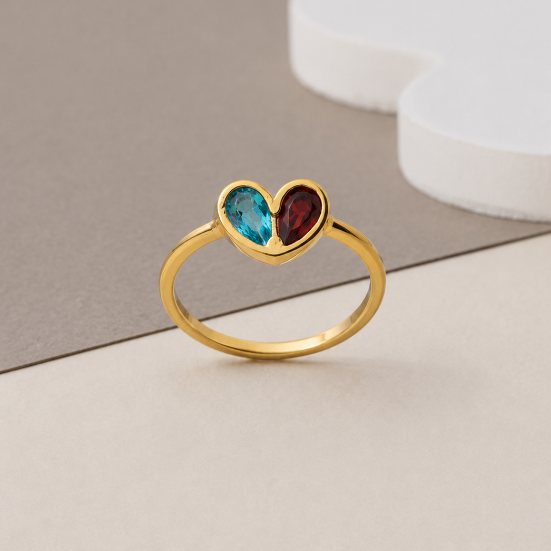 Mother's Personalized Heart Birthstone Ring