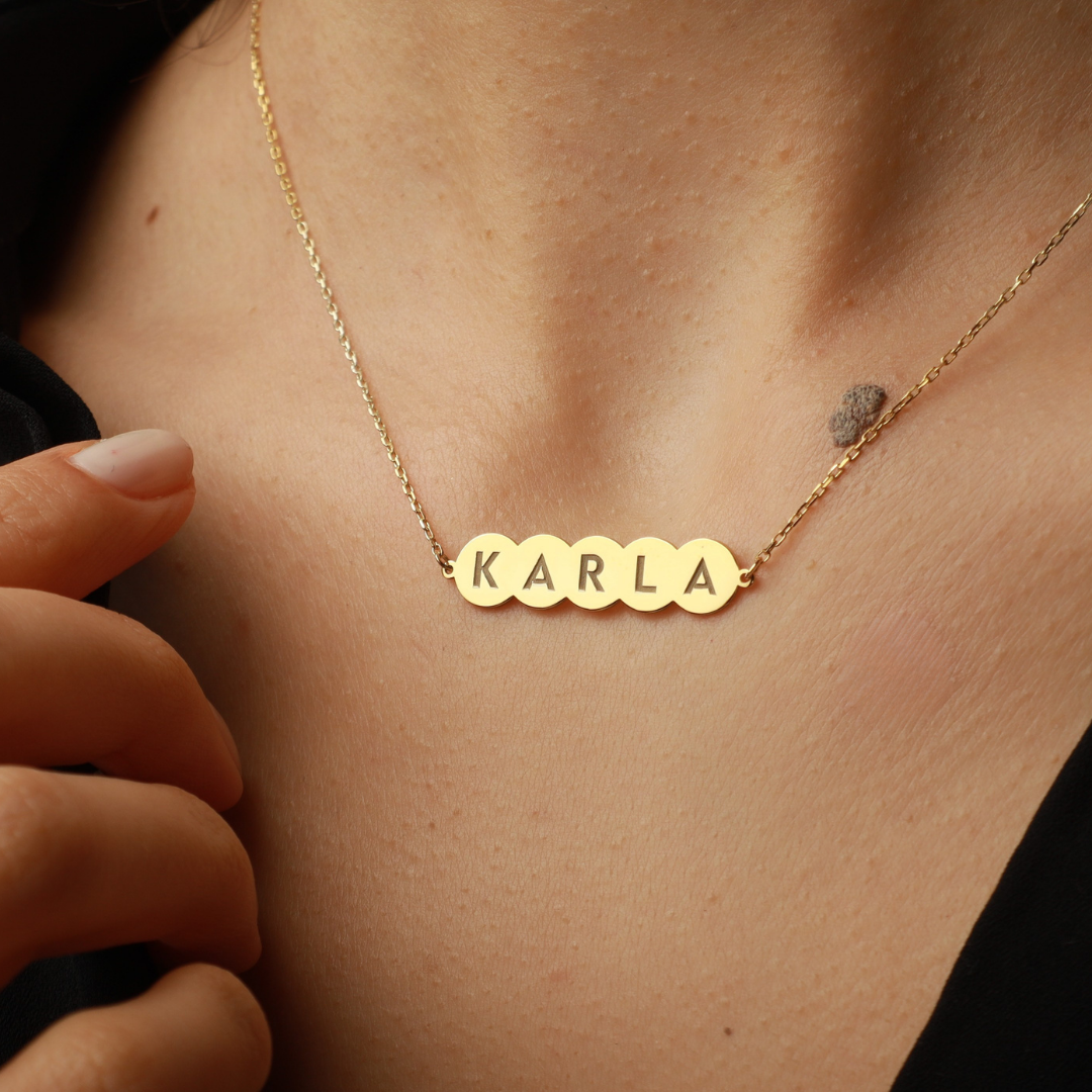 Personalized Bubble Engravable Name Necklace