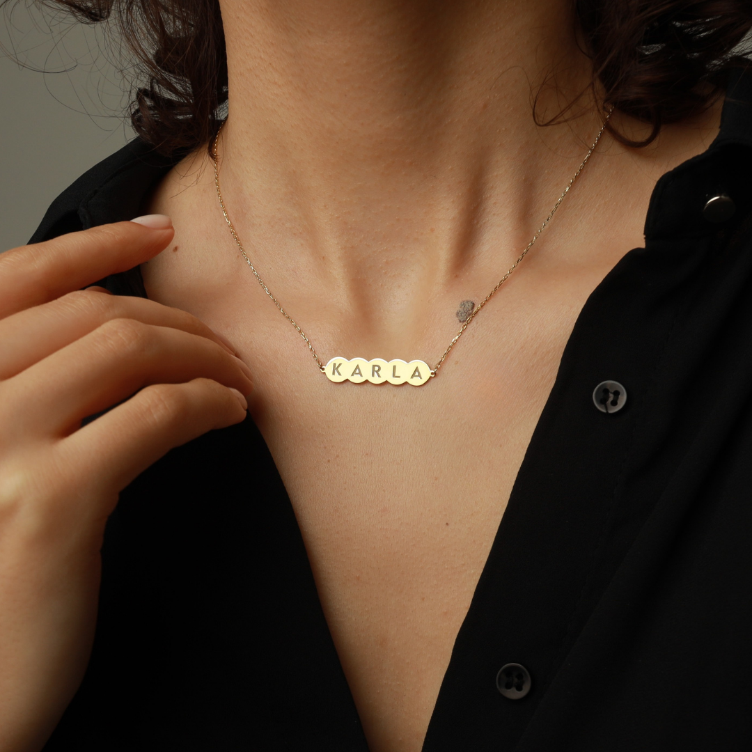 Personalized Bubble Engravable Name Necklace