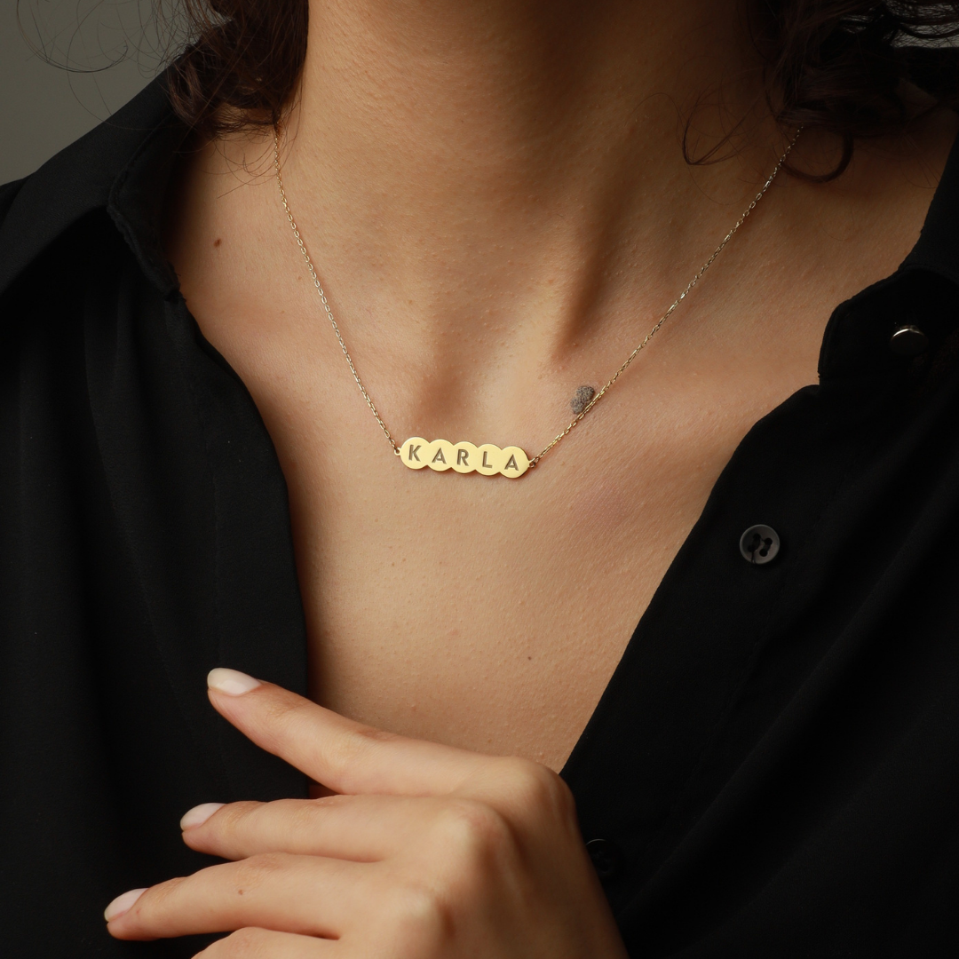 Personalized Bubble Engravable Name Necklace