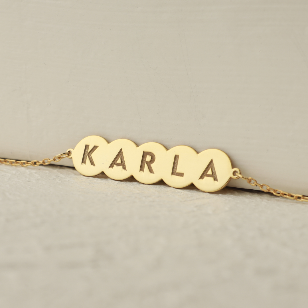 Personalized Bubble Engravable Name Necklace