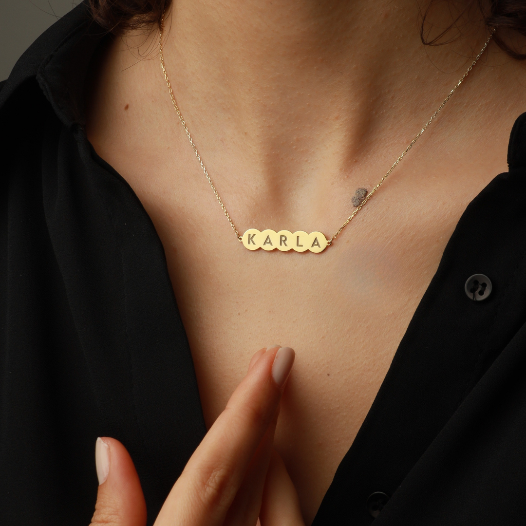 Personalized Bubble Engravable Name Necklace