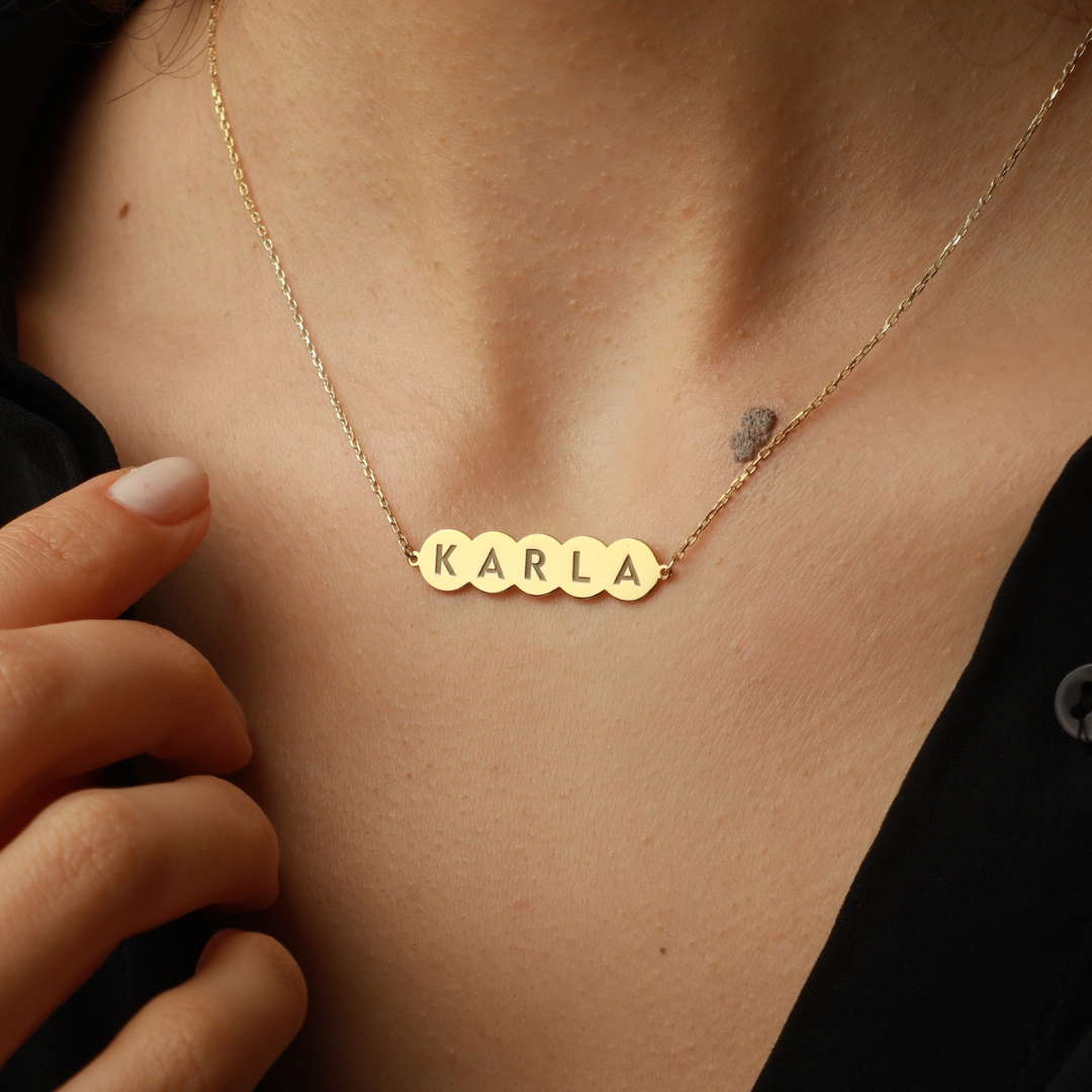 Personalized Bubble Engravable Name Necklace