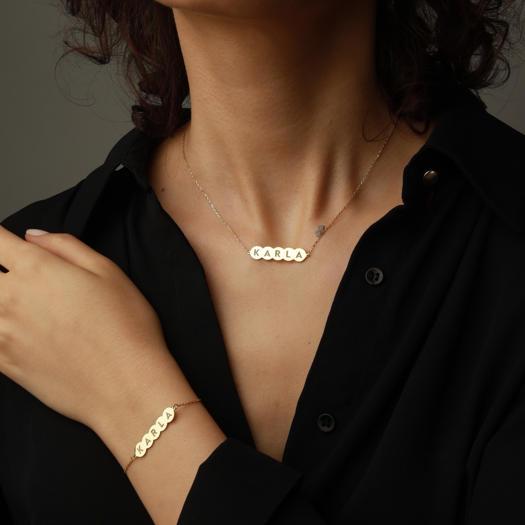 Personalized Bubble Engravable Name Necklace