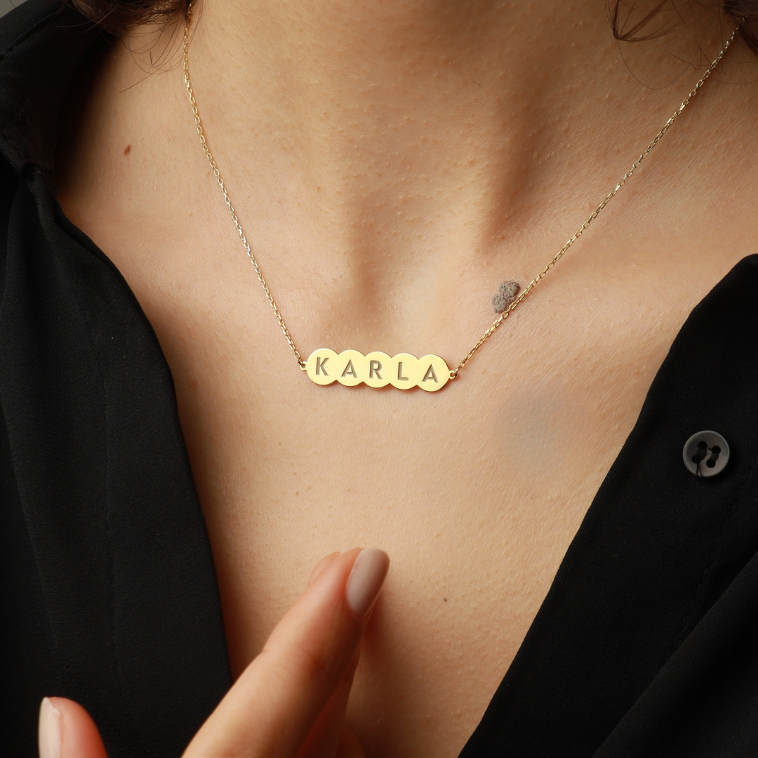 Personalized Bubble Engravable Name Necklace
