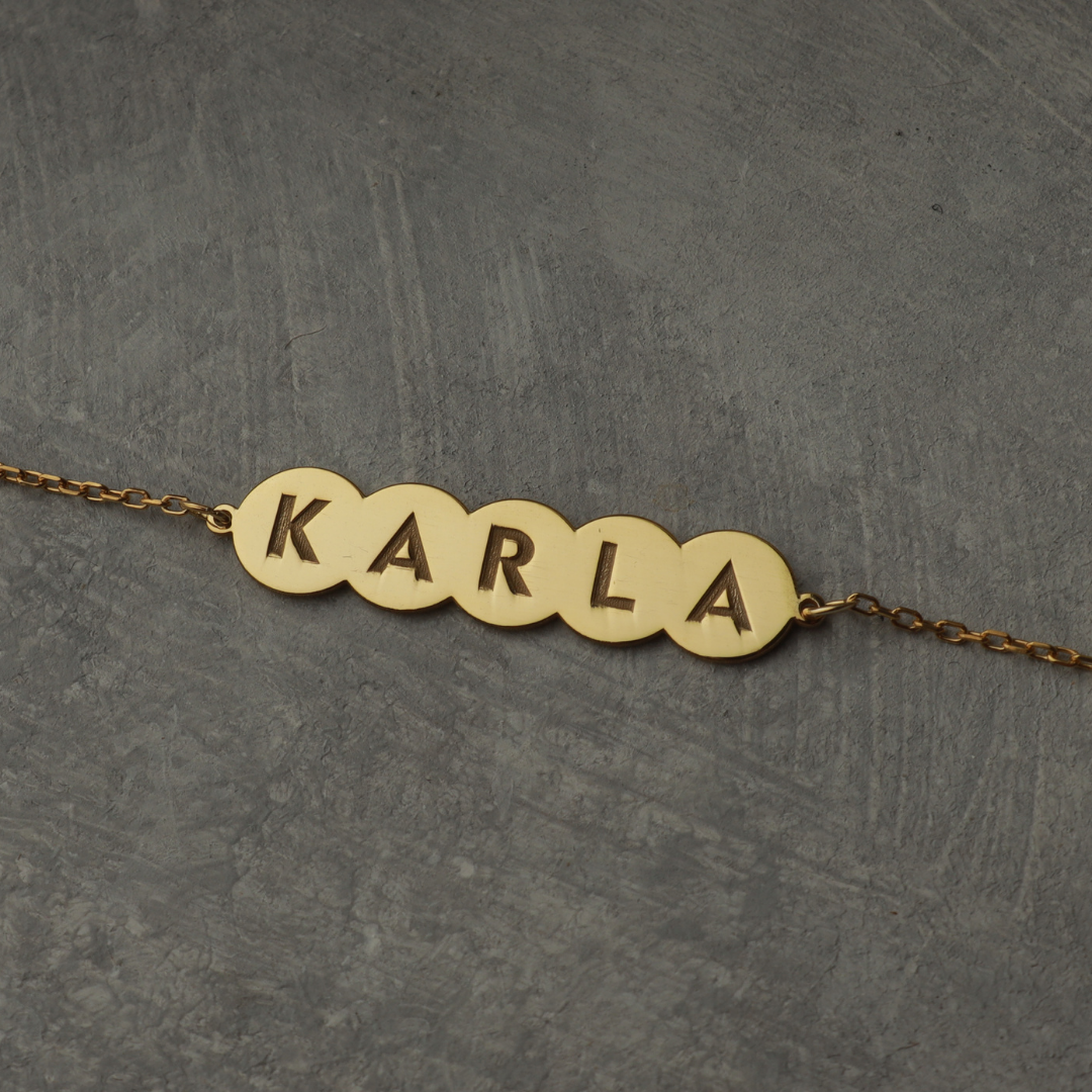 Personalized Bubble Engravable Name Necklace