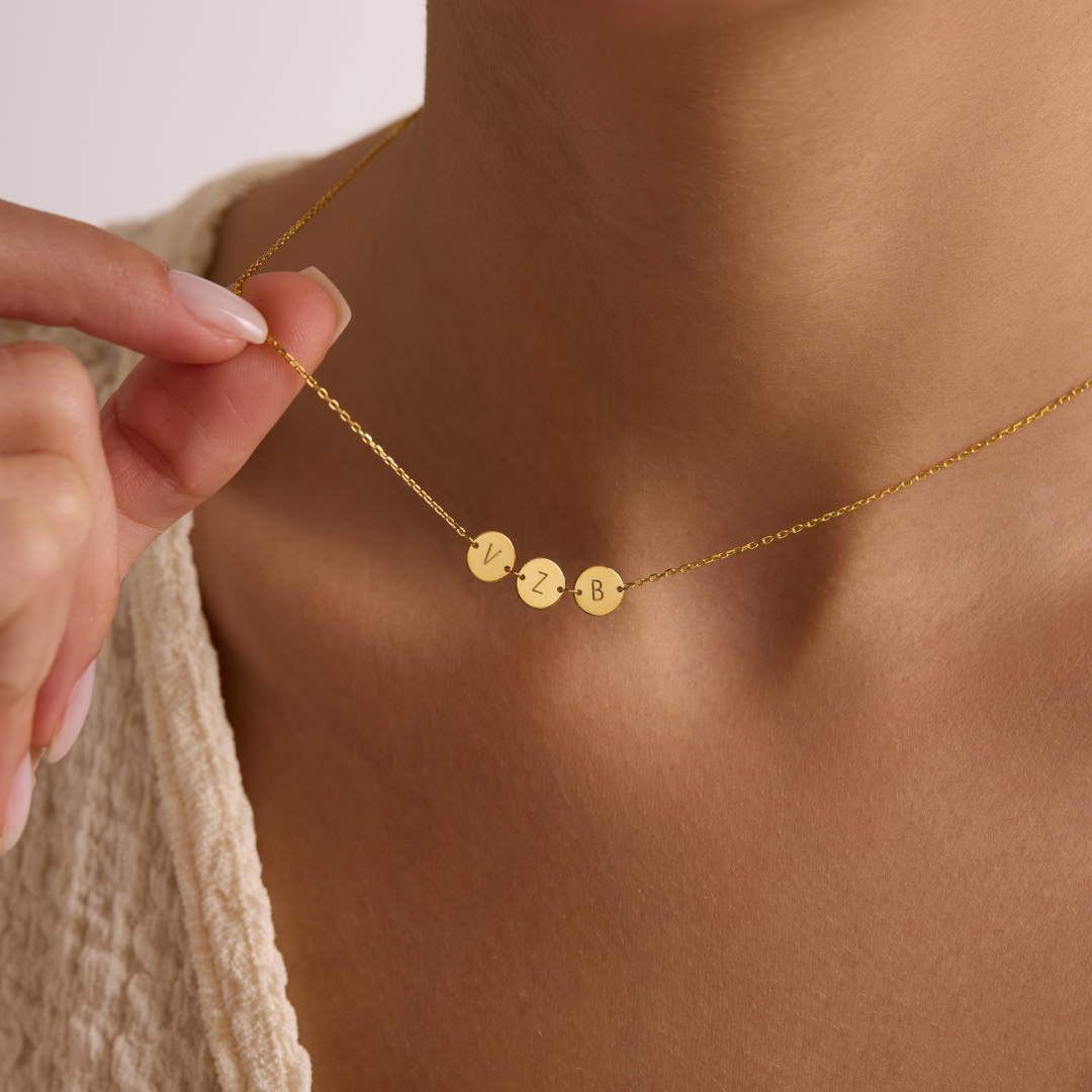 Kids Initials Disc Necklace for Mom