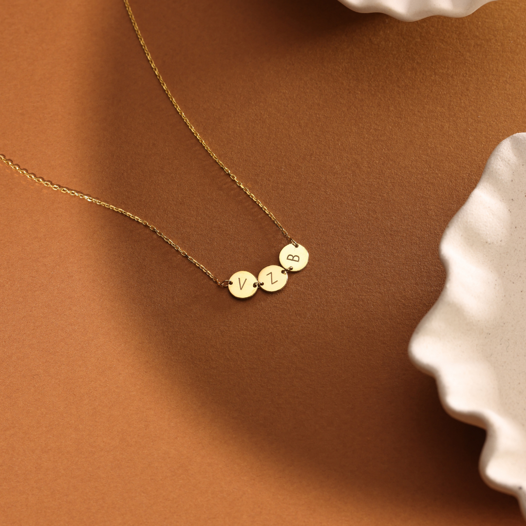 Kids Initials Disc Necklace for Mom