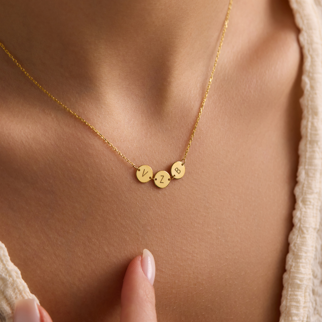 Kids Initials Disc Necklace for Mom