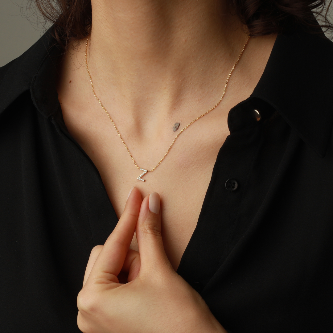 Personalized Initial Necklace with Stones