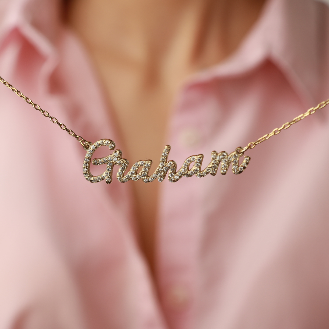 Personalized Name Necklace with Stones