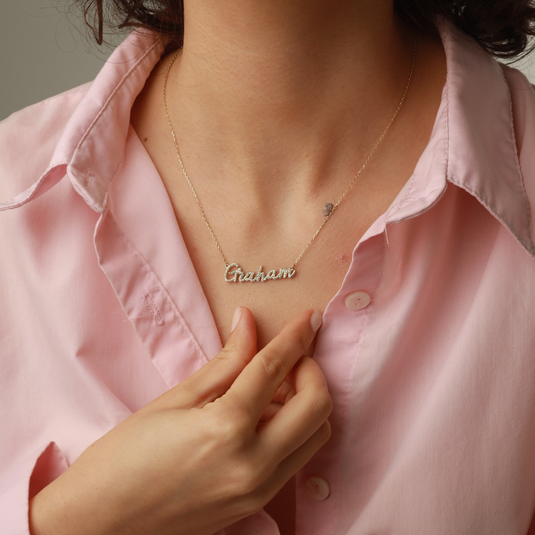 Personalized Name Necklace with Stones