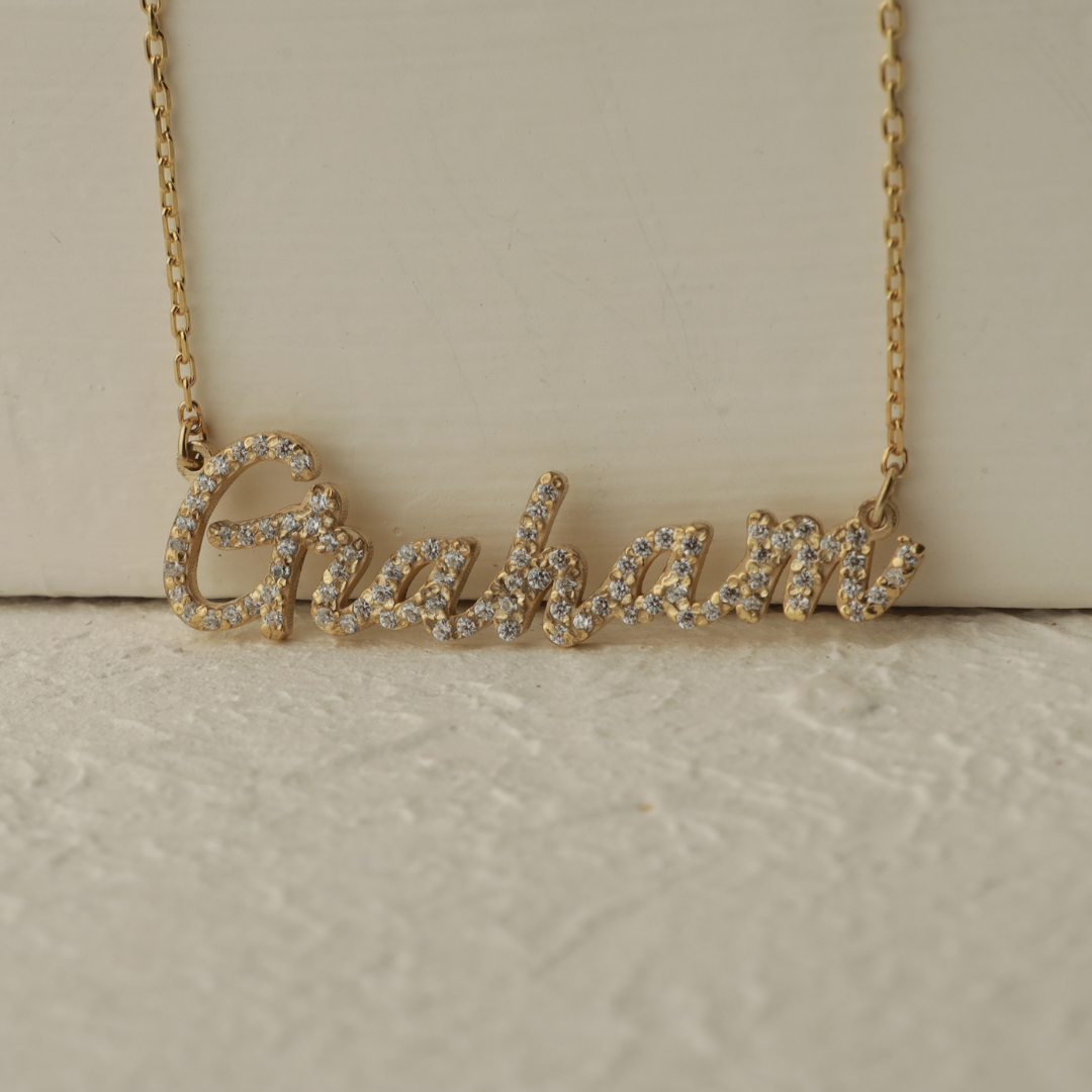 Personalized Name Necklace with Stones