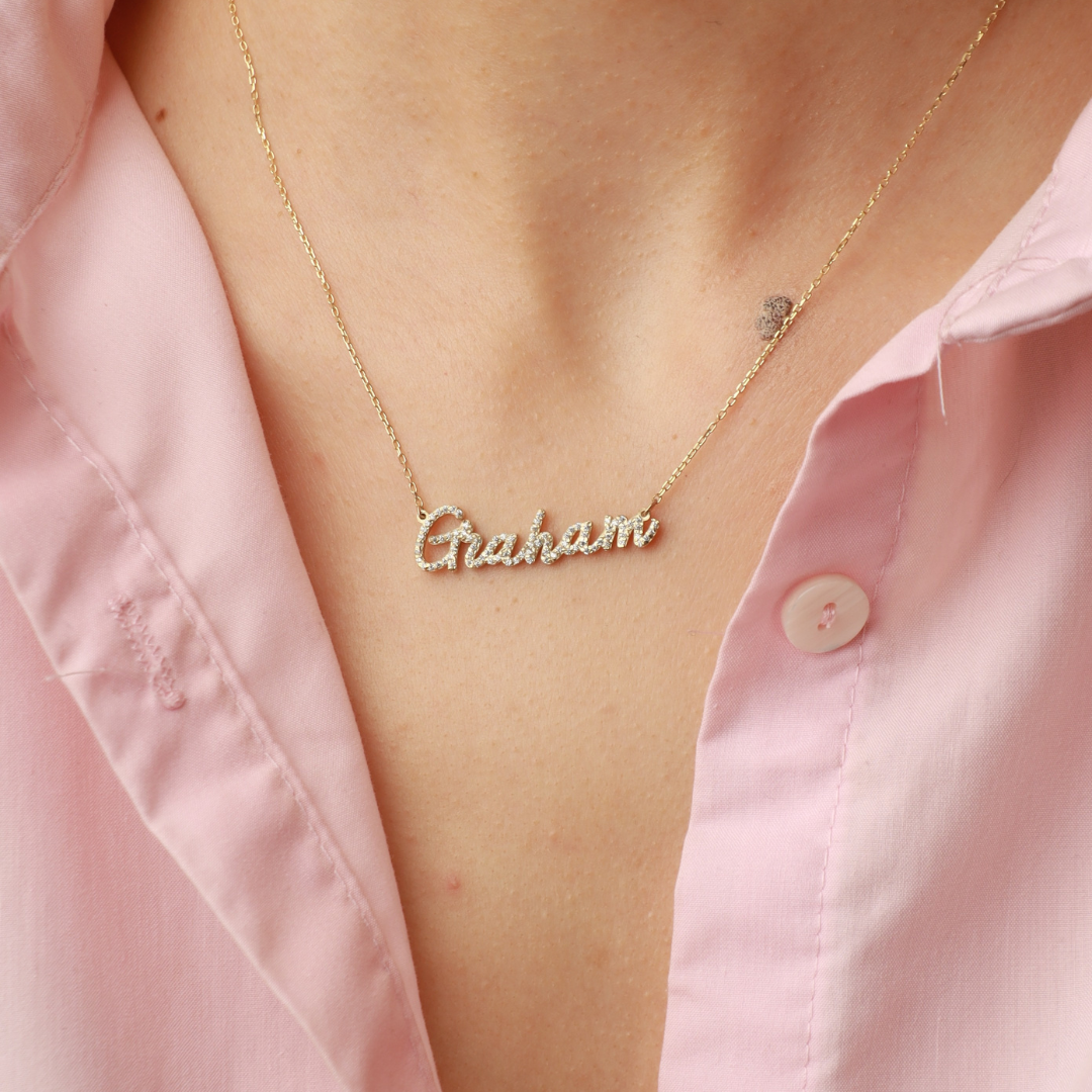 Personalized Name Necklace with Stones