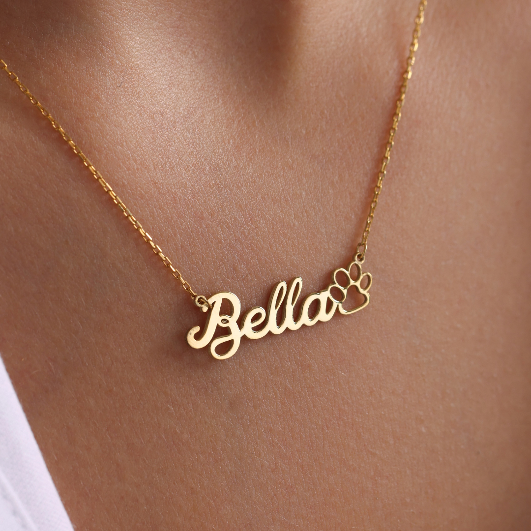 Personalized Paw Name Necklace