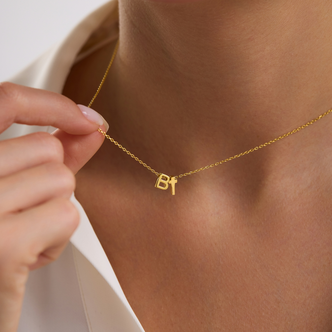 Personalized Cross Pendant Necklace with Initial