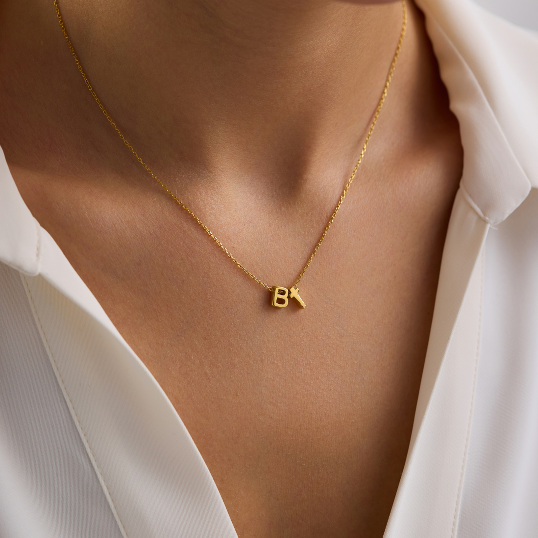 Personalized Cross Pendant Necklace with Initial