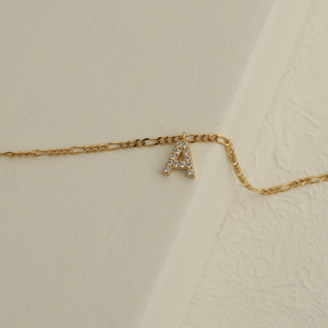 Personalized Initial Anklet with Stones