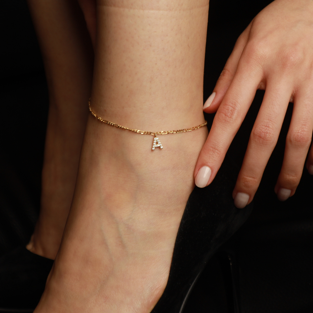 Personalized Initial Anklet with Stones