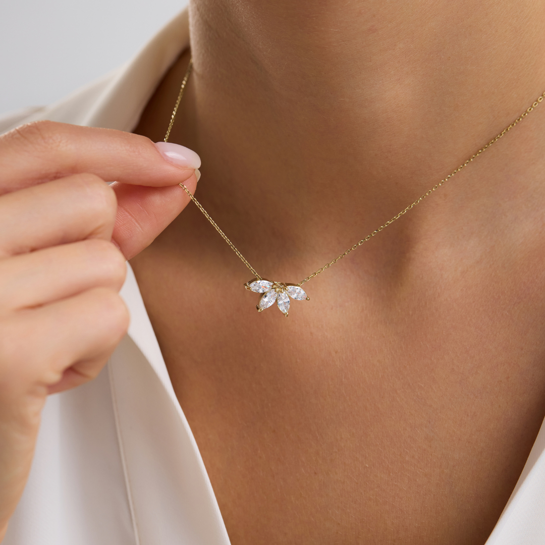 Personalized Marquise Birthstone Necklace
